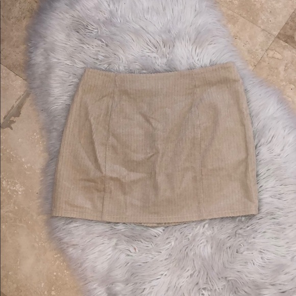 Forever 21 Corduroy Velvet Tan ButtonUp Mini Skirt - Picture 3 of 6
